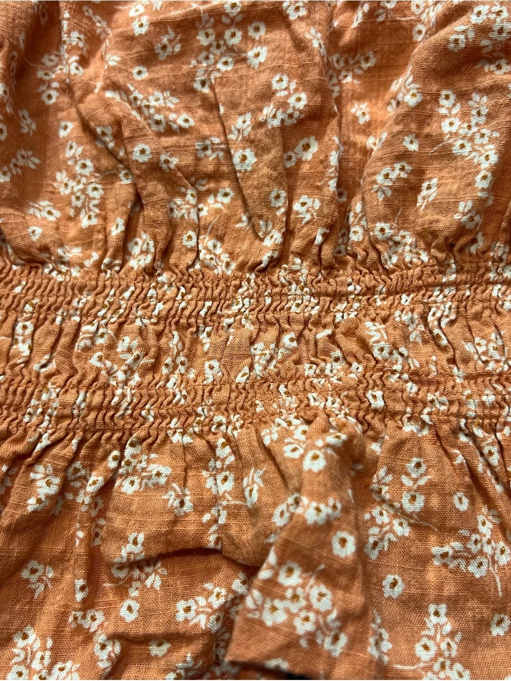 Rust Orange Floral Ruffle Crop Summer Coquette Womens Top M - Picture 3 of 7